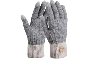 TAGVO Women Gloves Winter Touch Screen Knitted Warm Gloves，Elastic Warm Fleece Anti-slip Working Running Gloves for women, Winter Gloves for Skiing Cycling Hiking Driving Outdoor Sports-One Size