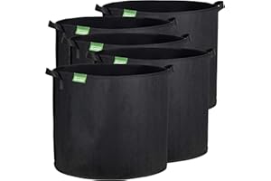 GardenMate 5-Pack 95 litres/25 gallons soft-sided plant pots – Grow bags with soft felt-like texture that promote air root pruning - BLACKLINE