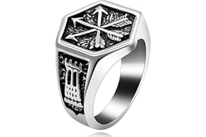 Uloveido Flechas hexagonales de Acero Inoxidable para Hombres Anillos de cóctel Punk de Banda Ancha para Hombres cumpleaños para niños Y522