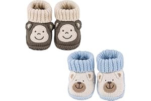 LACOFIA 2 Paia Scarpine a Maglia Neonata Stivaletti Morbide per Neonati 0-3 Mesi