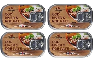 QUBROS Banga Cod Liver and Roe Pate 100g - Canned Food | Easy Open Pull Ring | Ready Meals | Latvian Origin Delicious food (Liver and Roe Pate 100g, 4 Pack)