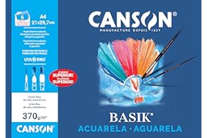 Canson Acuarela Basik , Minipack A4, 6 Hojas 370 g