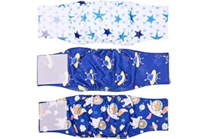 JODSEN Pañales para Perros Macho Reutilizables,Cubre Panza Lavables para Perros Ajustables,Bragas Sanitarios para Cachorros,Super Absorbente para Mascotas Pequeños Medianos Grandes Incontinencia,3 Piezas,S
