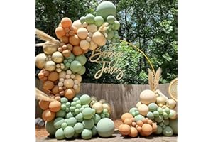 QIFU Kit Per Arco Con Palloncini Verde Salvia – 137 Ghirlande Di Palloncini Color Verde Oliva Nudo e Marrone Neutro Per Compleanno, Selvaggio e Safari Nella Giungla Nel Bosco, Decorazione Per Baby Shower