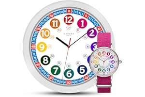 ‎CANDER BERLIN Cander Berlin MNU 1030 Children's Wall Clock and MNA 1030 M Wrist Watch Children's Watch Children's Watch Learning Clock Girls