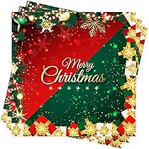 AM Décor Lot De 20 Serviettes En Papier 3 Plis Pour Noël, Dîner, Fête, Découpage, 33 X 33 Cm (dépliées