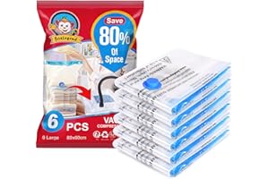 BoxLegend Vakuumbeutel Staubsauger 6 Stück, 6L*80x60cm,Vakuum Aufbewahrungsbeutel Reise Umzug Camping Vakuum Wiederverwendbar Kleiderbeutel für Kleidung Bettdecken Bettwäsche Kissen Wolldecken