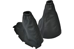 AERZETIX - C60300 - Funda para palanca de cambios y freno de mano en piel genuina - compatible con Kia Sorento 2002-2006 - color: negro con costuras negras - para caja de cambios manual