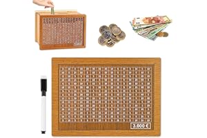 AOMAIGAD Drewniany Skarbonka,Skarbonka dla dzieci z celem oszczędzania i liczbami Tictac,Drewniane skarbonki z licznikiem,Skarbonka z licznikiem, aby pomóc dzieciom rozwinąć nawyk oszczędzania (3000 €)