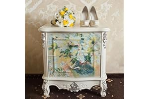 ChicSkin Art Decoupage Decor Tissue Paper for Nightstand Decoration, Decorative Oil Painting Art Tissue Decoupage Furniture Decoration, Bloom Lily Art Paper Crafts for Furniture 42X50CM