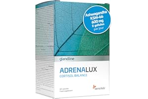 Cortisol - Ashwagandha et Rhodiola Rosea - Magnesium, Piperina et Vitamine B6-60 Gélules - Adrenalux Sensilab