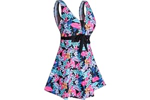 Ecupper Maillot de Bain Une Pieces pour Femme Rétro Jupe avec Volantée