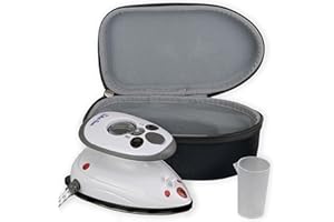 The Quilted Bear Mini Steam Iron - Travel Iron Steam Mini for Effortless Quilting, Crafting, and Wrinkle-Free Clothing - Compact Holiday & Travel Essentials with Hardshell Case (Black)