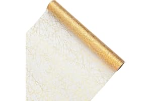 Bekeify Runner da Tavola in Oro 28 cm x 15 m Runner da Tavolo in Paillettes Oro Table Runner Tavolo Glitterato Metallo Tulle Nastro Rotolo per Matrimonio Compleanno Natale Decorazioni per Feste