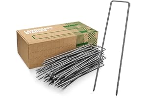 GardenGloss Grapas de Sujeción de Acero Robusto - Anclaje de Tierra para Malla Antihierbas, Valla y Red - 150 MM de Largo, 25 MM de Ancho, Ø 2.7 MM (250 Piezas)