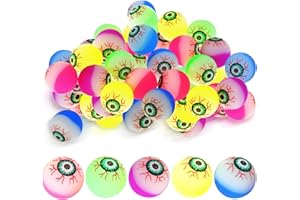 THREAN 20 Bolas de Rebote de Halloween de Ojos Espeluznantes - Colores Surtidos - Globos Oculares para Decoración de Fiestas y Trucos o Golosinas