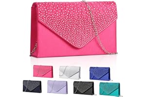 Fililogor Pochette Donna Argento Pochette da Sera, Chiusura a Busta Pochette Donna Matrimonio, Borse a Tracolla da Donna Elegante con Tracolla per il Ballo di Fine Anno, la Festa