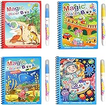 ShnminEU 4 Pezzi Libro Magico Pittura Ad Acqua Da Colorare Bambini Libro Da Colorare Con Acqua Libri Ad Acqua Da Colorare Bambini