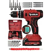ASSUR 12V &Ccedil;ift Ak&uuml;l&uuml; Darbeli Matkap, Dijital G&ouml;stergeli, 2 Vitesli, LED Aydınlatmalı, Metal Şanzımanlı, 10mm Mandren, 17 Par&ccedil;