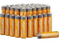 Amazon Basics 48 Pack AA High-Performance Alkaline Batteries, 10-Year Shelf Life, Easy to Open Value Pack