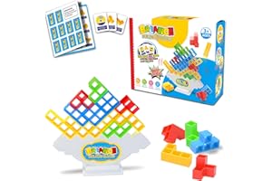 Atsmoce®64 Pcs Tetris Tower Jouet d'Équilibre Blocs de Construction Stack Attack Balance Game Jeu d'empilage Tetris, Jeux Montessori Excellent Cadeau pour Les Enfants