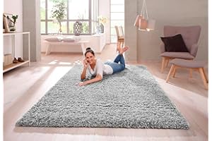 VICEROY BEDDING SHAGGY RUG 30MM / 3cm Modern Rugs Living Room Extra Large Small Medium Rectangular Size Soft Touch Thick Pile Living Room Area Rugs Non Shedding (Silver Light Grey, 160cm x 230cm (5.5ft x 7.5ft))