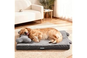 CJYMMFAN Cuccia Ortopedica per Cani con Cuscino Rimovibile, Lettino Lavabile Memory Foam a Forma Cassetta Uova, Impermeabile Letto per Supporto Testa e Articolazioni, Cuccia cane Interno con Base Antiscivolo