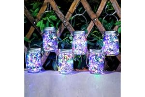 Lanterna Solare Esterno - AUTOLA 6 Pezzi 30 LED Lanterne da Esterno, Lampade Solari Barattolo IP65 Impermeabili Lanterne Solari da Esterno Giardino per Casa Feste Tavoli Natale da Decorazioni