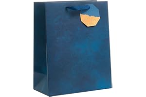 UK Greetings | Large Gift Bag for Him/Her/Friend | Party Bags for Presents | Birthdays/Weddings/Congratulations/Christmas/New Year | Blue Design | 26.7 x 33 x 13.7 cm