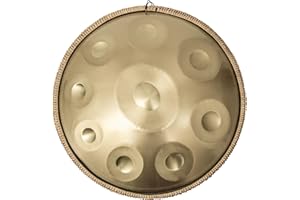 KELIODY Gold Harmonic Handpan, tamburo in D-Moll, 9 toni, 22 pollici, con custodia, percussioni per la guarigione del suono, meditazione personale, yoga