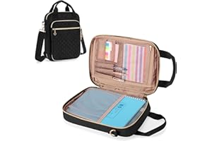 ‎TEAMOY Teamoy Multi-Functional Journal Supplies Storage Case, Notebook Holder with Detachable Pen Slots, Journal Travel Organizer for B5 Notebooks, Planner, Pens, Journal Accessories, Black