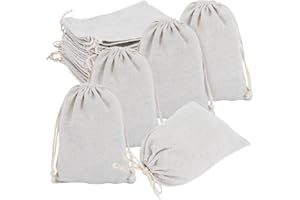 Leiptes Set di 50 Sacchetti Cotone 10 x 14 cm Stoffa con Coulisse, Lino Sacchetti Tessuto, Natural Sacchetti Regalo Stoffa con Coulisse per Gioielli, Monete, Spezie, Chicchi di Caffè, Artigianato