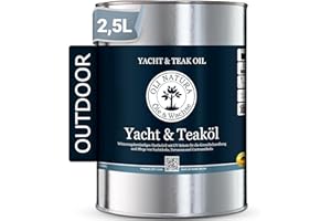 ‎OLI NATURA ÖLE & WACHSE OLI-NATURA Yacht & Teaköl - Holzöl für Außen - 2,5 Liter, Natur - Premium Leinöl mit Schutz vor UV-Strahlung, Verwitterung, Versprödung & Vergrauung - Geeignet für fast alle Holzarten