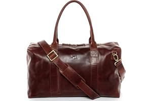 SID & VAIN XL Reisetasche Yale Zip aus Premium Leder I Sporttasche groß für Herren und Damen I Weekender Kabinengröße braun handgefertigt