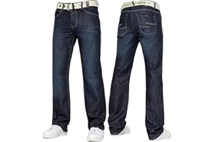 989Zé ENZO Mens Denim Straight Leg Jeans Trousers Regular Fit Stylish Fashion All Waist Sizes Free Belt