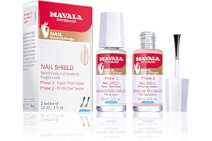 MAVALA - Nail Shield 2 x 10 ml, Escudo Protector Endurecedor, Refuerza y Protege las Uñas Frágiles, Tratamiento Fortalecedor de Uñas, Escudo Protector, Kit Base + Sellador Protector
