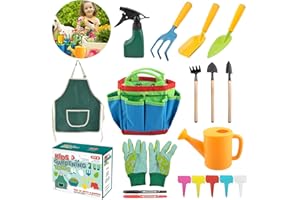 Qunkun Gartenwerkzeug für Kinder, 23 Stück Gartengeräte Set, Kinder Gartengeräte Spielwerkzeuge, Gartenset Kinder, Gartenwerkzeug Klein, Gartenspielzeug Kinder mit Schaufel Gießkanne Gartenhandschuhe