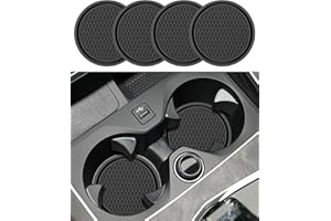 Flaconi 4-teiliges Auto-Untersetzerset,Getränkehalter-Einsatz im Auto,Auto-Untersetzer für Getränkehalter,Auto-Innenausstattung,Auto-Becheruntersetzer,7 cm rutschfeste Getränkematte (Schwarz)