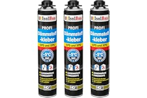 Isolbau B2 Dämmstoffkleber - 3 x 750 ml Perimeterkleber für EPS- & XPS-Platten - 1K PU-Klebeschaum für Dämmung und Isolieren