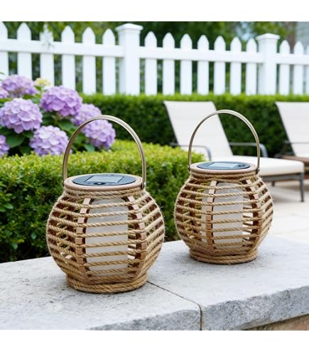 Lantaarn Op Zonne-energie – 2 Stuks – Rotan Design – IP65 Waterdicht – Voor Tuin, Terras, Balkon – Warm Licht – Handgemaakt 3 miniatura