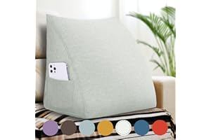 Vercart Wedge Cushion for Bed, Sofa, for Reading; Headboard Cushion, Back Support, Washable Linen