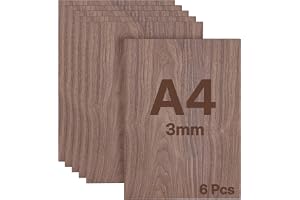 WISYOK plywoodskiva A4, 6 st 3 mm Valnötsplywoodskivor, 300×210 mm | Multiplexplattor, släta träskivor och multiplexskivor. Perfekt för pyrografi, laserskärning, målning och modellbygge