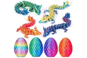 Merrwon 4er Set 3D Drachenei mit Drache – 13 cm bewegliche Gelenke Drachen spielzeuge, Kristall Drachen, Kinder – Geeignet als Spielzeug ab 5/6/7/8/9 Jahre Jungen Mädchen