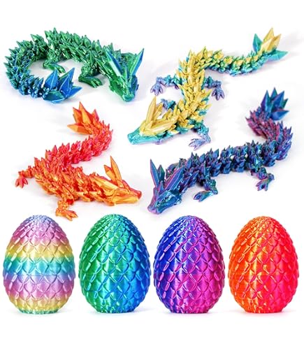 Dragon Imprimé 3D Articulé Avec Œuf – Cristal Mobile 15 Cm, Œuf 9,5 Cm En PLA Durable – Jouet Fidget Et Déco Pour Maison, Bureau, Voiture – Cadeau Original Noël, Halloween (Bleu Vert)