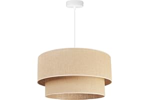 LIGHT HOME LH Light-Home Juta Abażur Lampa Wisząca Żyrandol - Nowoczesny Abażur Sufitowy - Metal i Tkanina - E27 - Tort 1-Lights 45 cm - Biała podstawa i juta