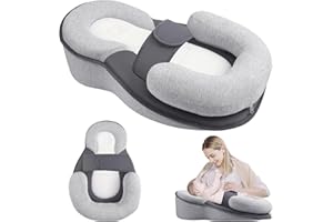 QCXWCJWD Baby Wedge Pillow for Newborn, Baby Feeding Pillow with Adjustable Safety Strap, Reflux Breastfeeding Nursing Pillow for Reducing Spit-Up, Wedge Pillow for Acid Reflex Baby