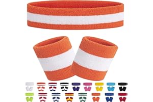 FACATH Ensemble de Bandeau de Sport Ensemble de Bracelet de Bande de Sport Bracelet en Tissu éponge Exercice athlétique Bande de Poignet de Basket-Ball Bandes Absorption de la Sueur de l'humidité