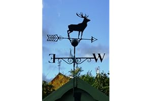 GAP GARDEN PRODUCTS - Stag (Deer) Deisgn Weathervane. Solid Metal Construction and Coated in a Durable Black Finish