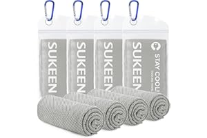 Sukeen Asciugamani Rinfrescanti 4PCS (101,6 x 30,5 cm), Asciugamano per Il Ghiaccio, Asciugamano Traspirante e Fresco, Asciugamano in Microfibra per Yoga, Golf, Sport all'Aria Apert