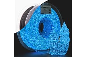 AMOLEN 3D Drucker Filament, Glitter Luminous PLA Filament 1.75mm, Glänzend Glow in The Dark Firefly Blue 3D Printing Filament, 1kg(2.2lbs) Spule